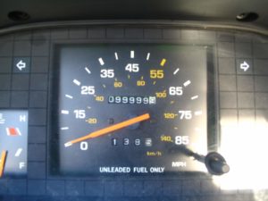 '84 Tercel odometer reading 99,999.9 miles.