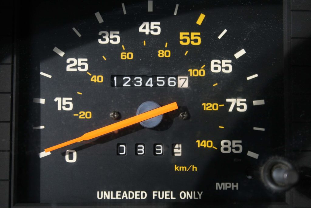 '84 Toyota Tercel odometer reading 123456.7. 