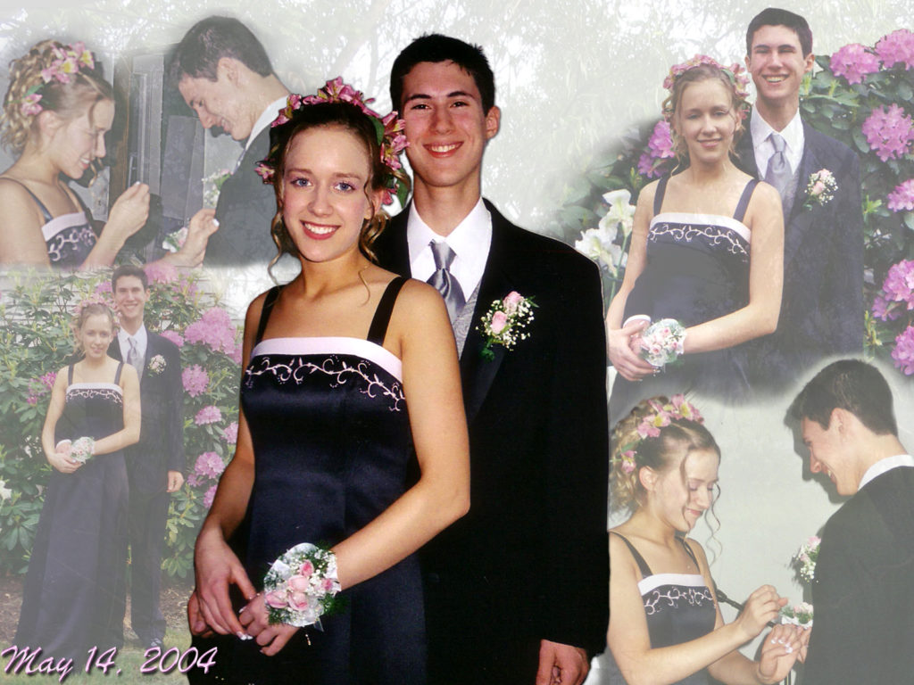 Michael and Rachel in formal wear at a prom-equivalent event. 